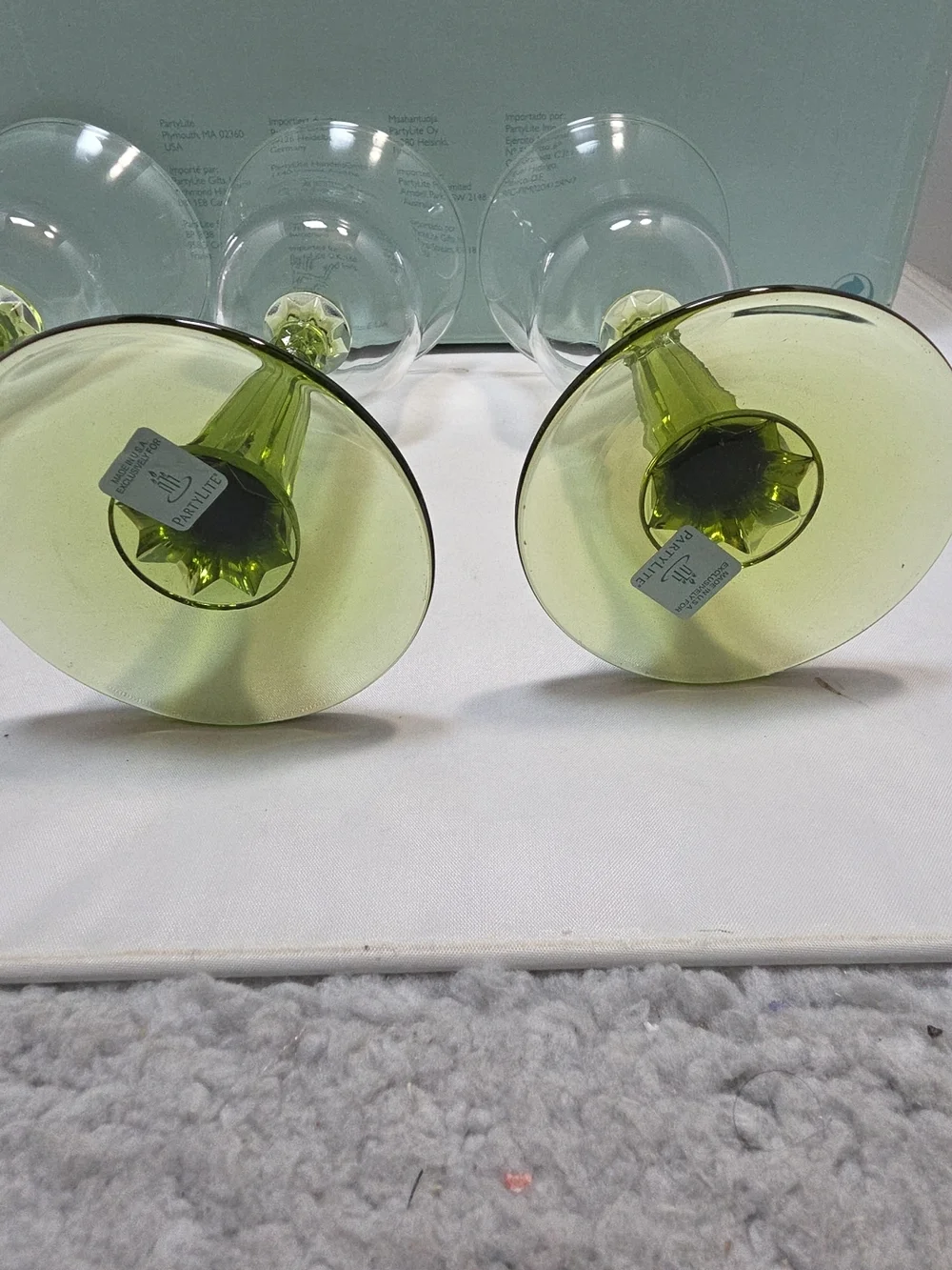 Partylite Radiant Glow Holiday Green Stemmed Trio Votive Holders Set of 3 NIB - Picture 7 of 8